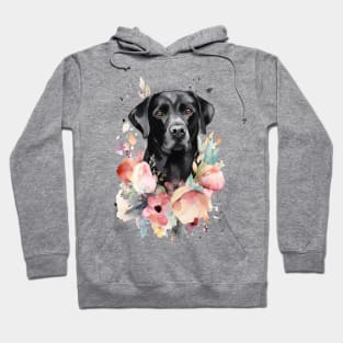 Pet Dog Portrait, Dog Owner Gift Idea, Cute Black Lab Watercolor Dog Portrait Hoodie